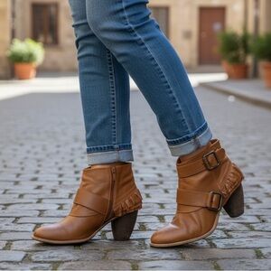 ANTHROPOLOGIE MRS. ALBRIGHT Ruffle Ankle Boot